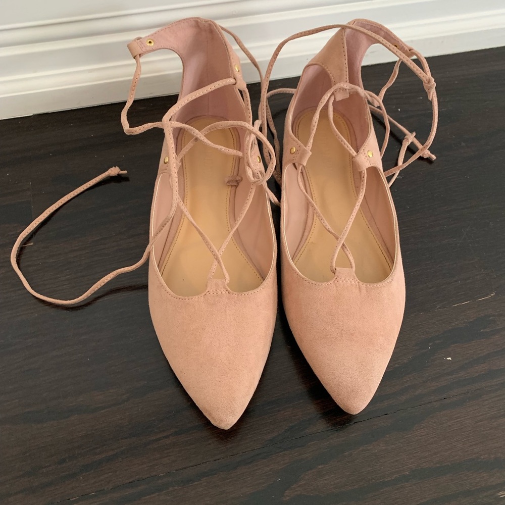 Pink lace up flats